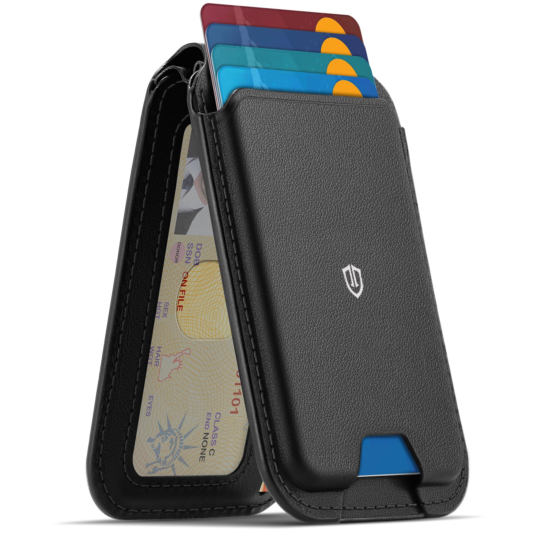 SHIELDON MagSafe Wallet – Genuine Leather RFID Card Holder & Stand