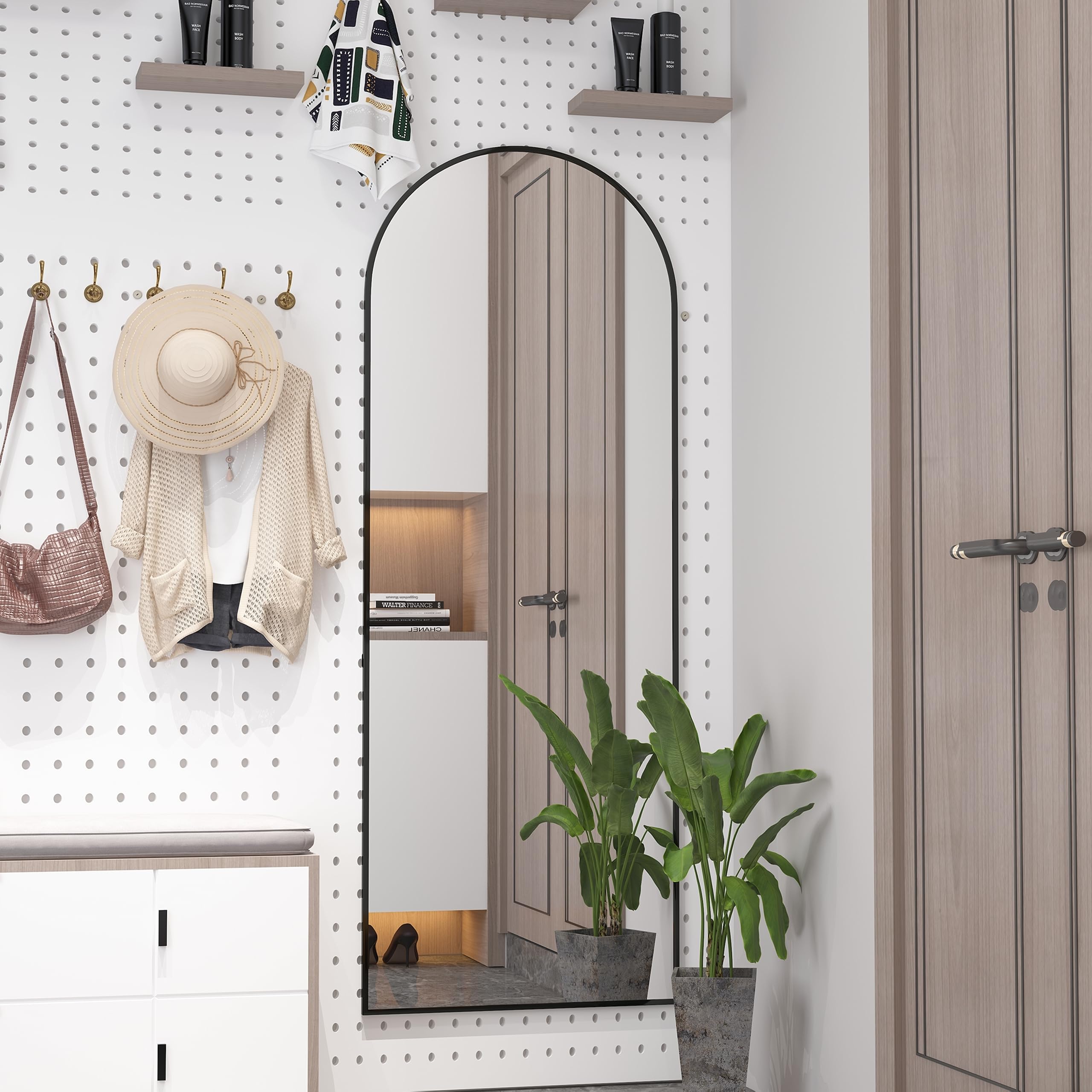 Elemango Arched Full Length Floor Mirror | 162x53cm Aluminum Frame