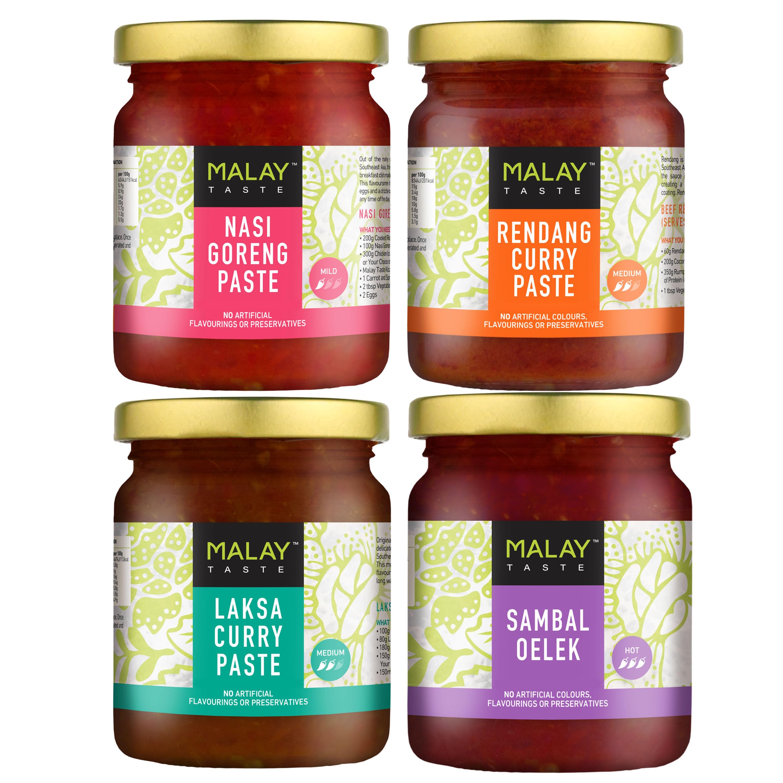 Malay Taste Curry Paste Bundle - Rendang, Laksa & More - 4 x 185g