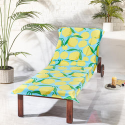 Catherine Lansfield Lemons Cotton 92x180cm Beach Sun Lounger Towel Aqua Blue - image 1