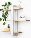 SUMGAR White Floating Shelves | 3-Tier Pine Wood Wall Mounted Shelving Unit