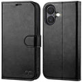 OCASE iPhone 16 Wallet Case – PU Leather RFID Blocking Folio | Black