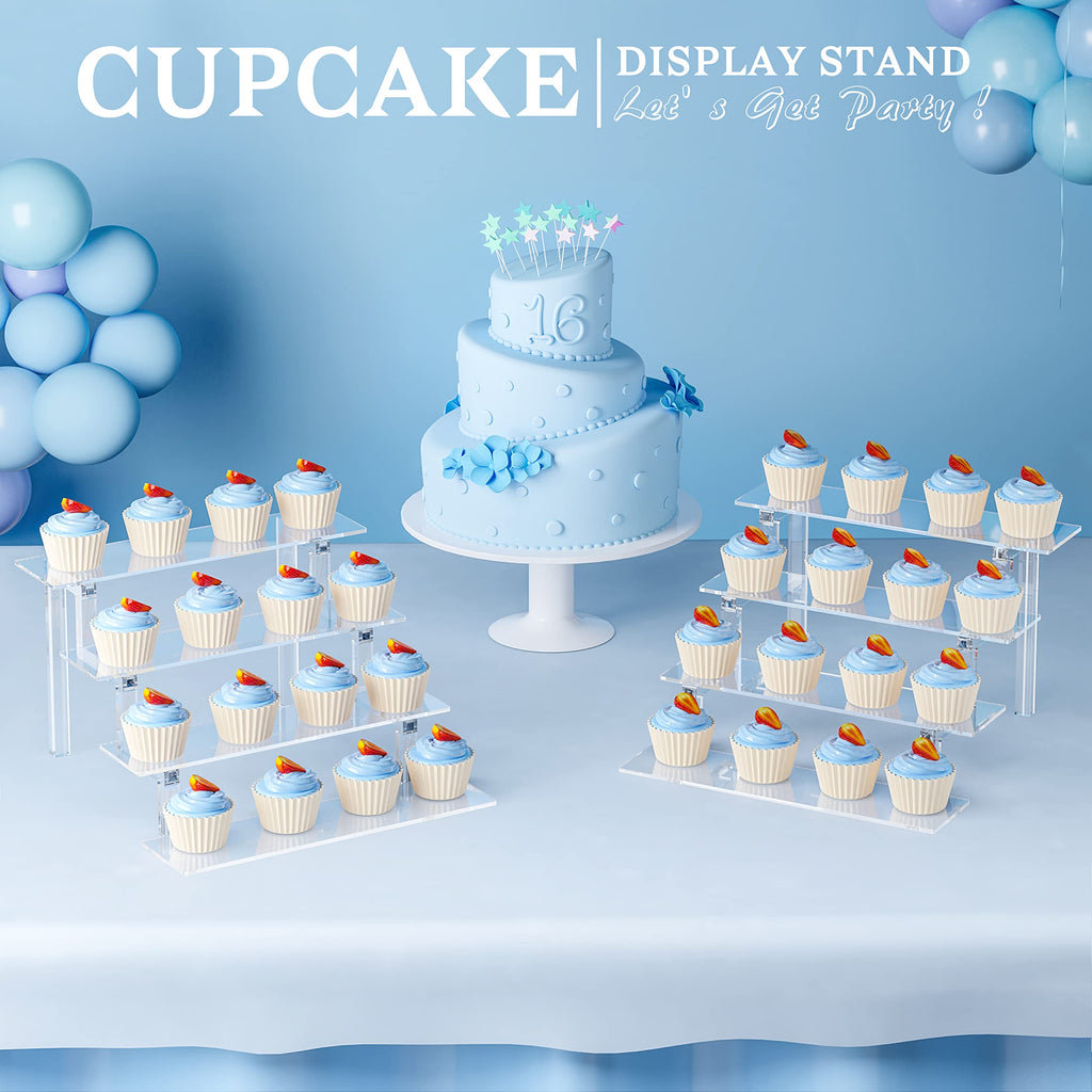 Janaden Clear Acrylic Display Stands | 4-Tier Perfume & Pop Figure Risers