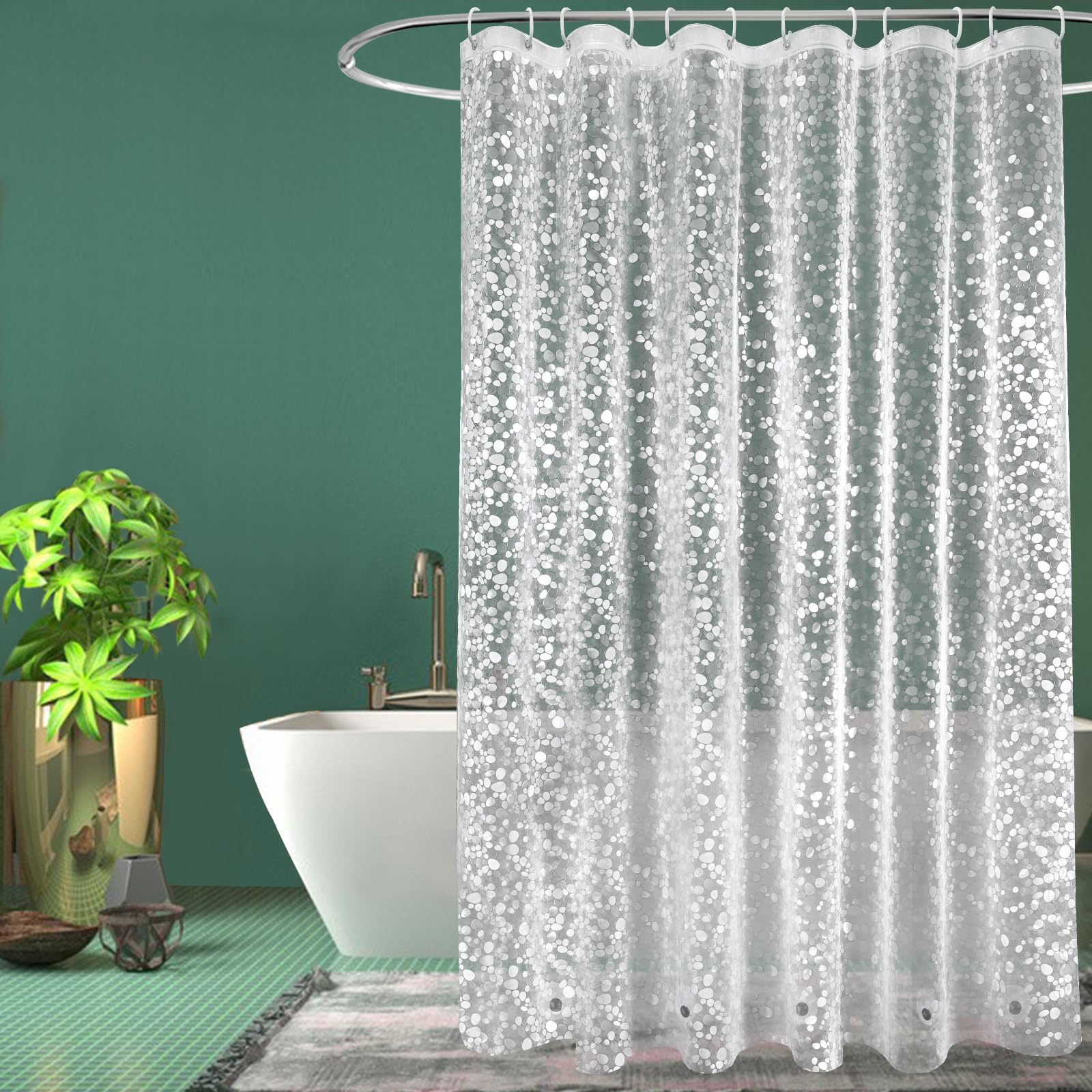 EurCross Extra Wide Shower Curtain – 200x200cm Waterproof EVA Liner