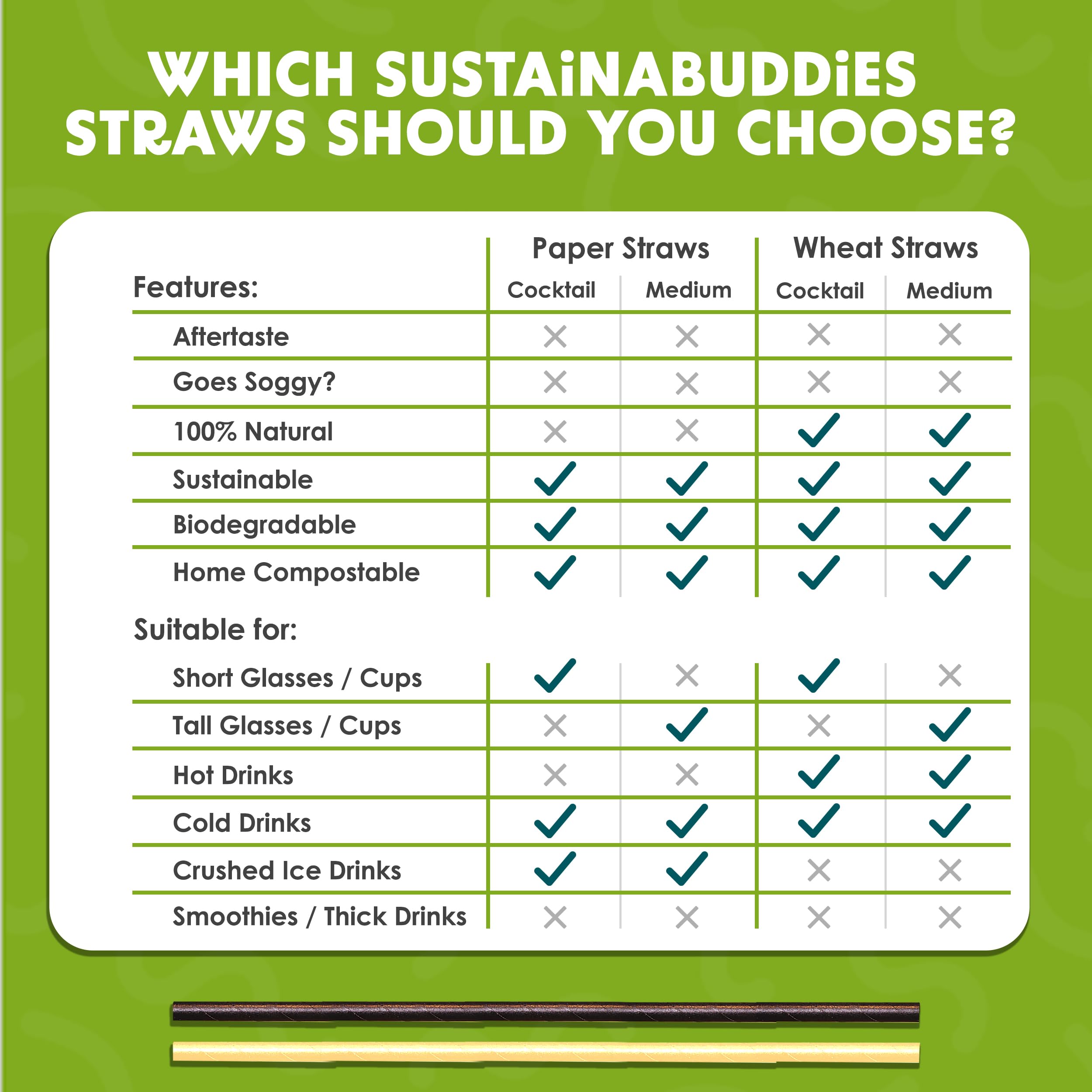 SustainaBuddies Paper Drinking Straws | 2400 Pack | FSC-Certified