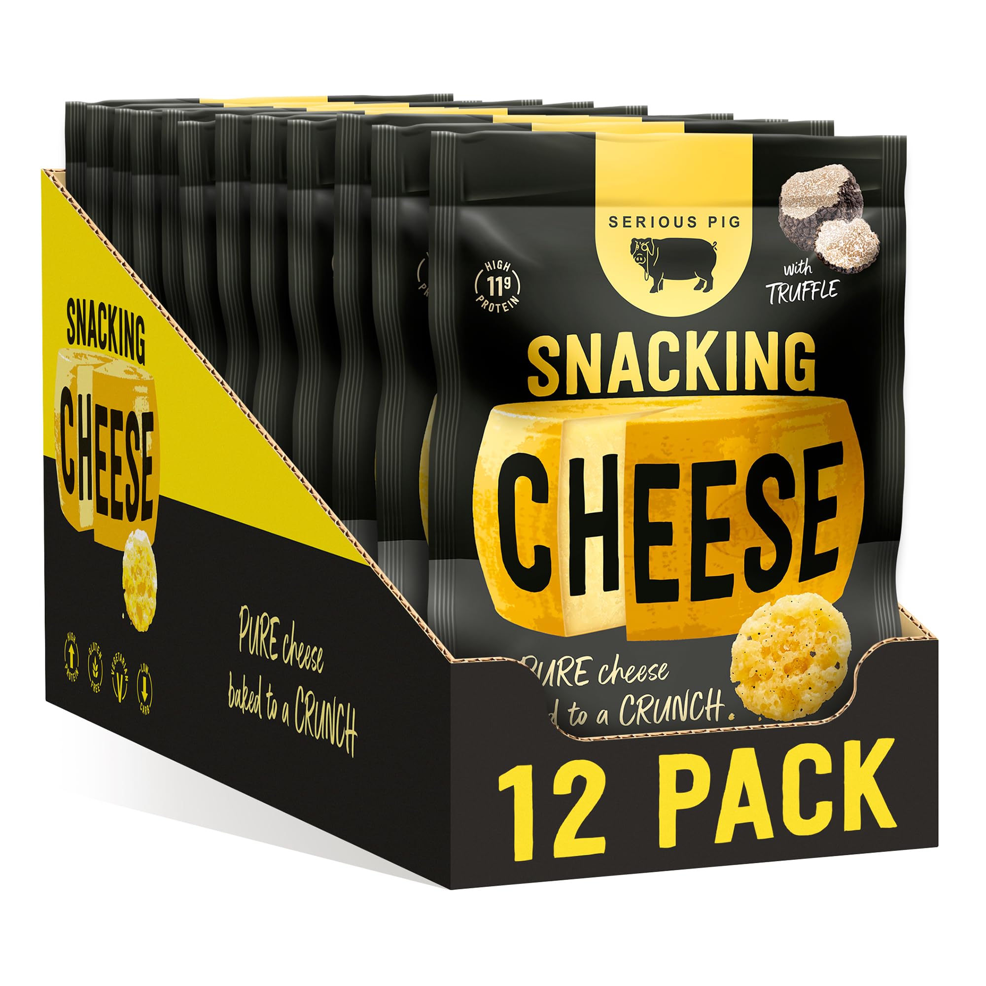 Serious Pig Truffle Cheese Crisps – High Protein Keto Snacks (12 x 24g)