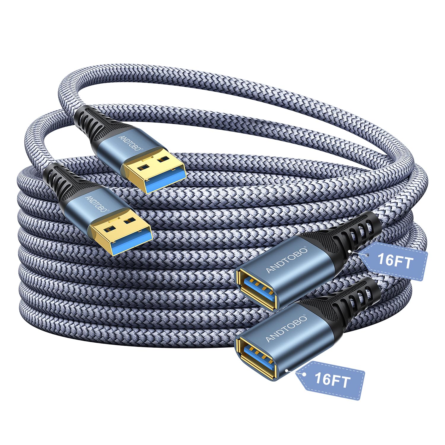 USB 3.0 Extension Cable 2-Pack – 5M High-Speed Data Extender