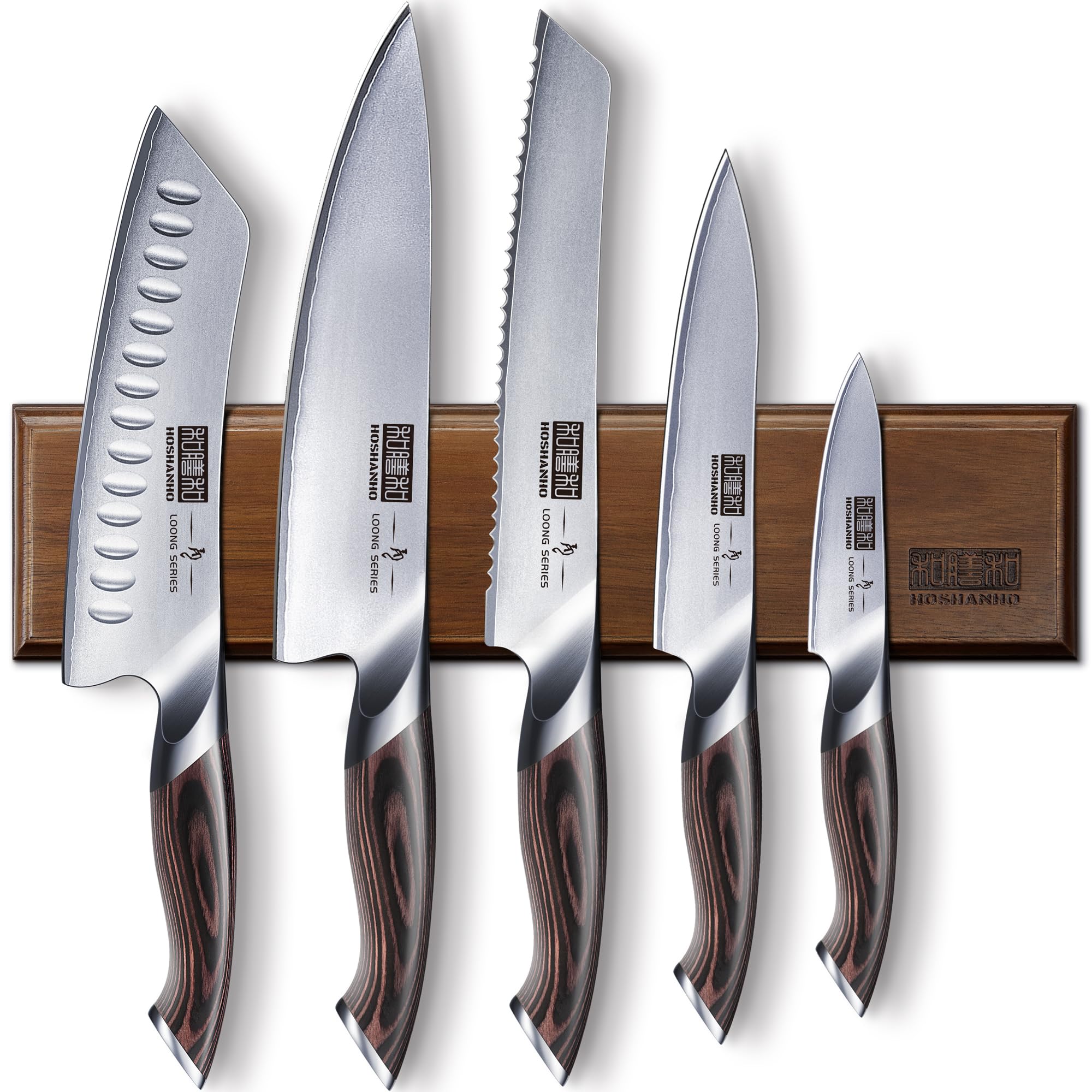 HOSHANHO 6-Piece Japanese Steel Knife Set with Magnetic Holder