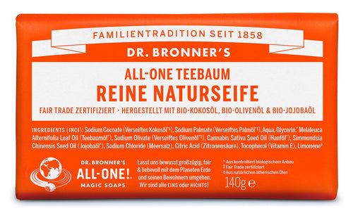 Dr. Bronner's Tea Tree Pure-Castile Bar Soap - Organic & Antiseptic 140g