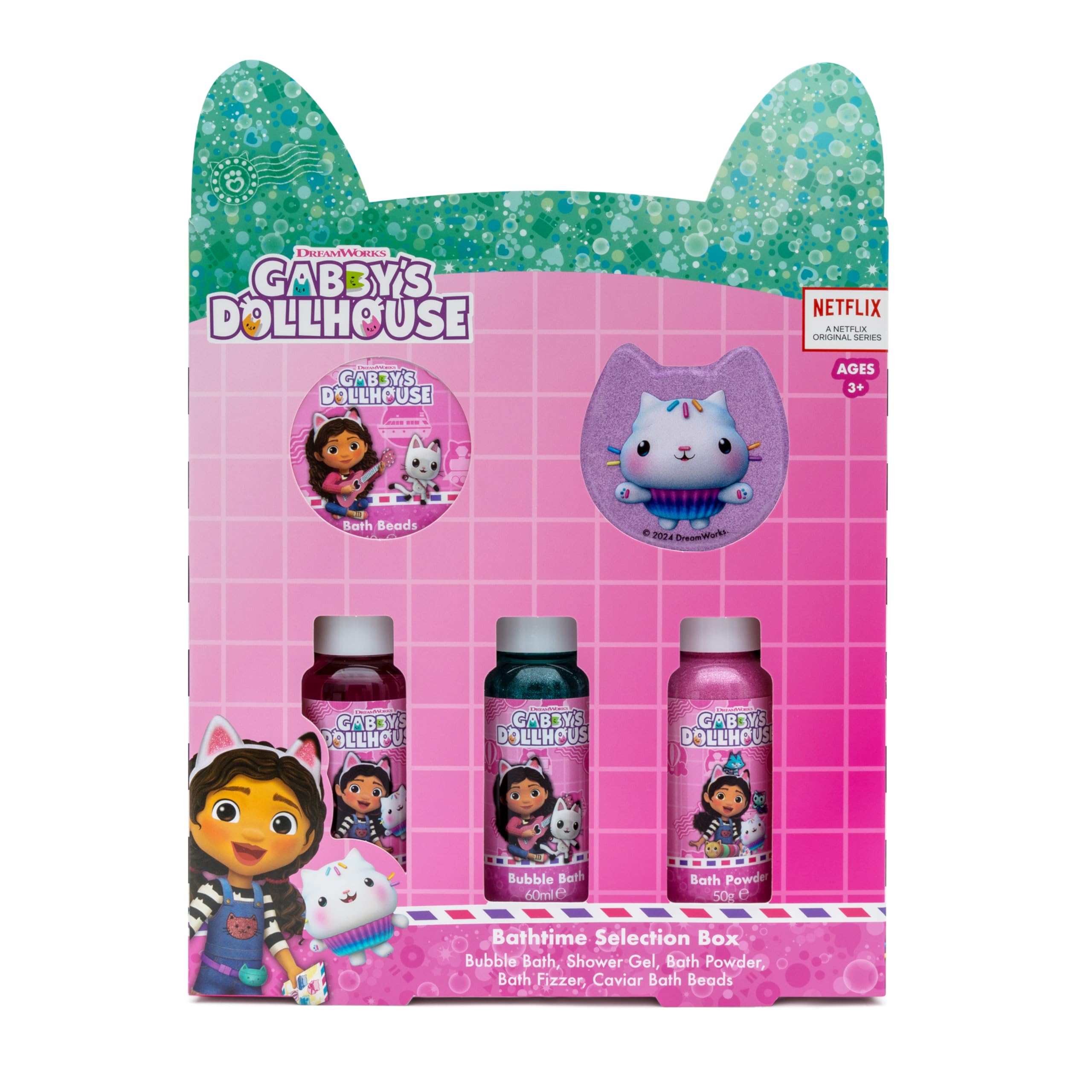 Gabby's Dollhouse Children's Bath Time Gift Set – 5-Piece Vegan Kit