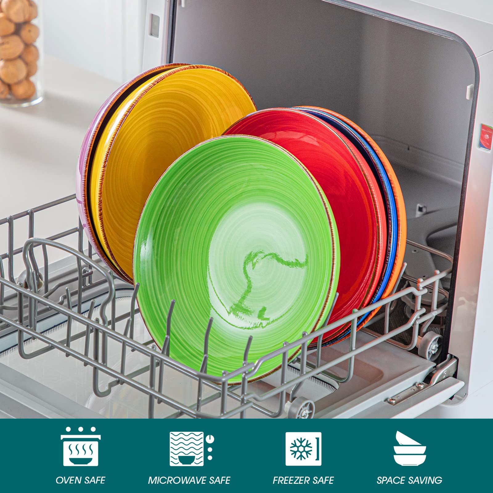 vancasso Bonita 38oz Ceramic Pasta Bowls – Set of 6 Large Salad Bowls