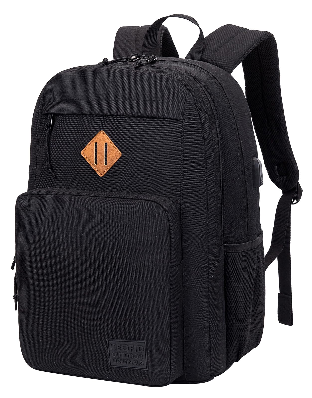KEOFID Anti-Theft Laptop Travel Backpack with USB Port - Black