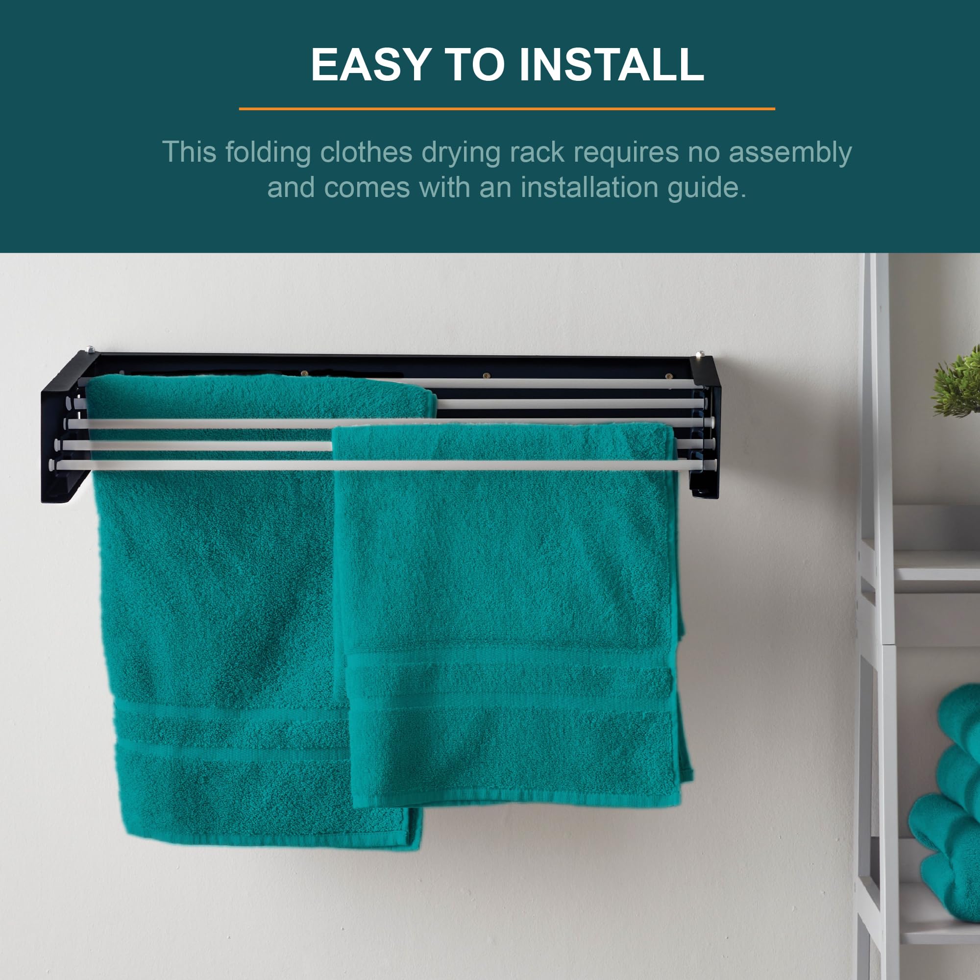 OurHouse Wall Mounted Clothes Airer | Retractable 70cm Drying Rack