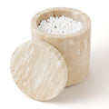 WORHE Natural Marble Canister – Italian Stone Cotton Bud Holder with Lid