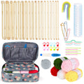 Aeelike Bamboo Knitting Needles Set - 18 Pairs Starter Kit with Yarn
