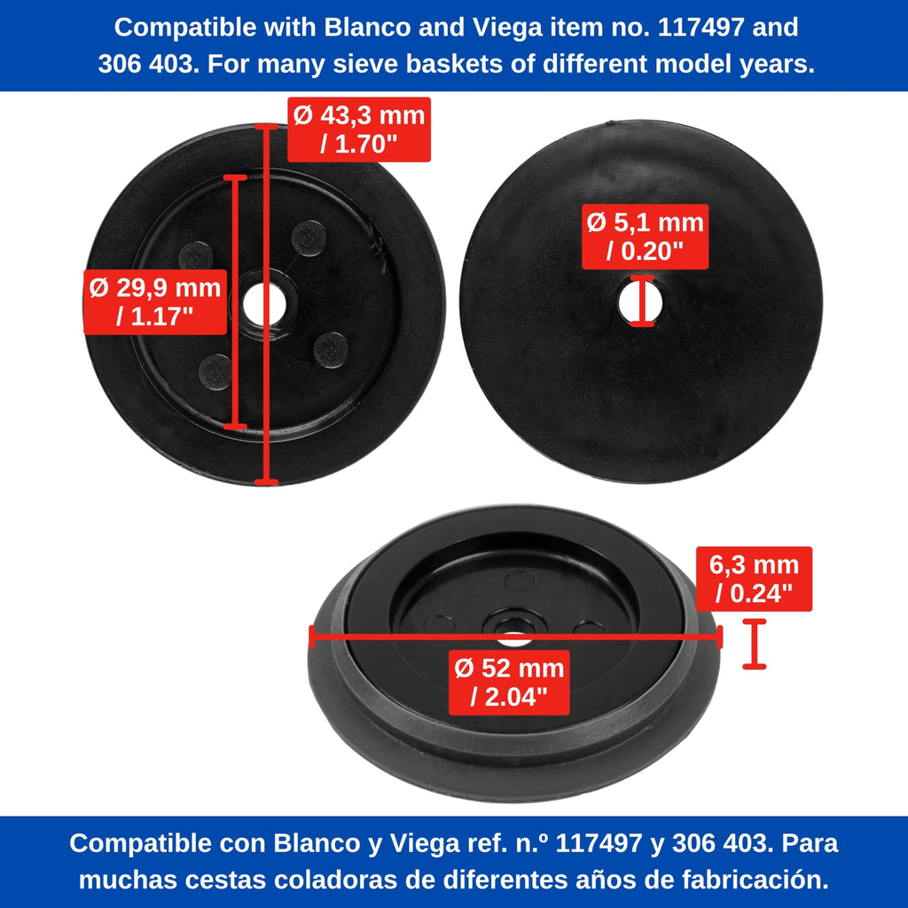 Replacement Strainer Basket Seal Set, 1 Set, Compatible with Blanco and VIEGA 306 403, 97100-93C - image 4