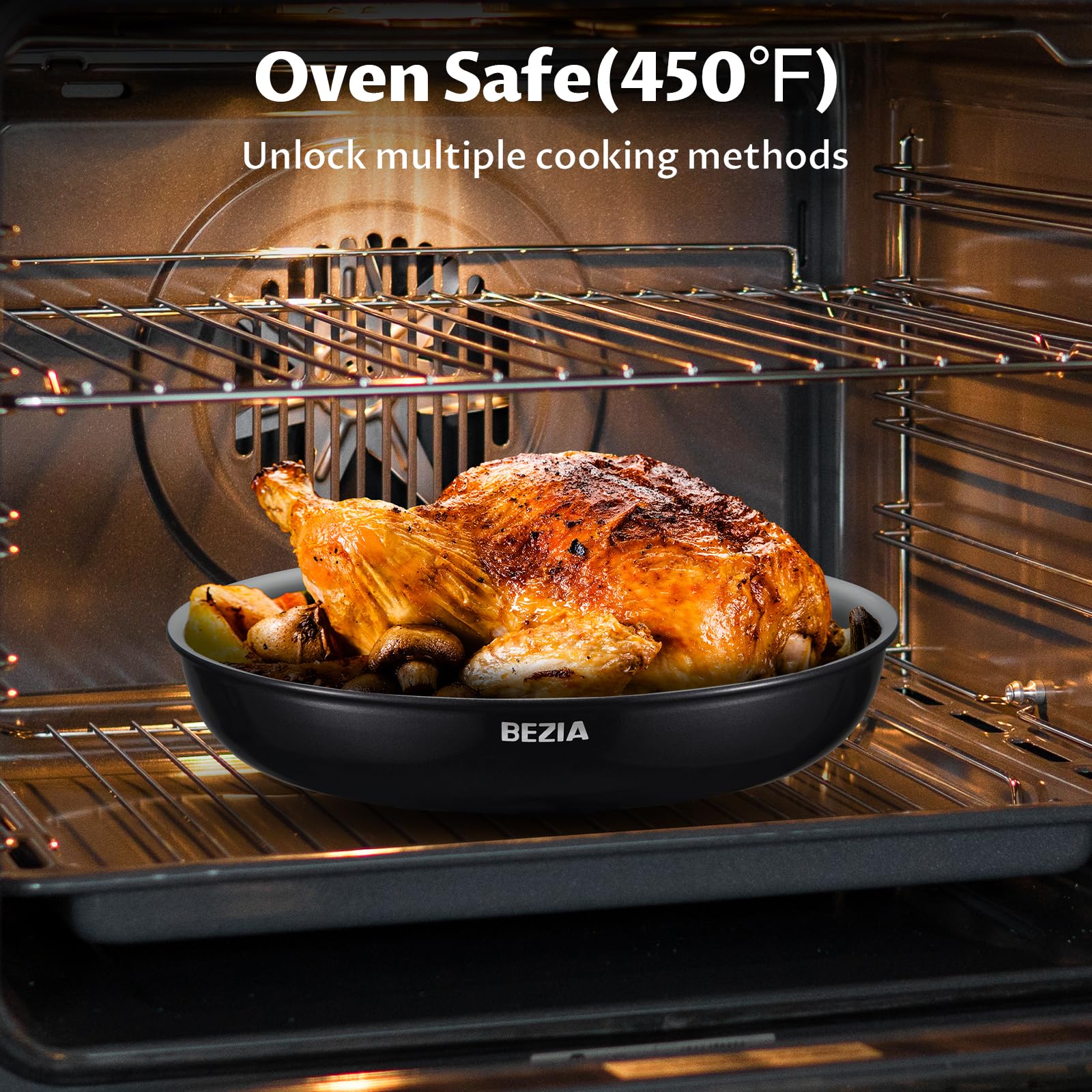 Bezia 10-Piece Ceramic Nonstick Cookware Set with Detachable Handles