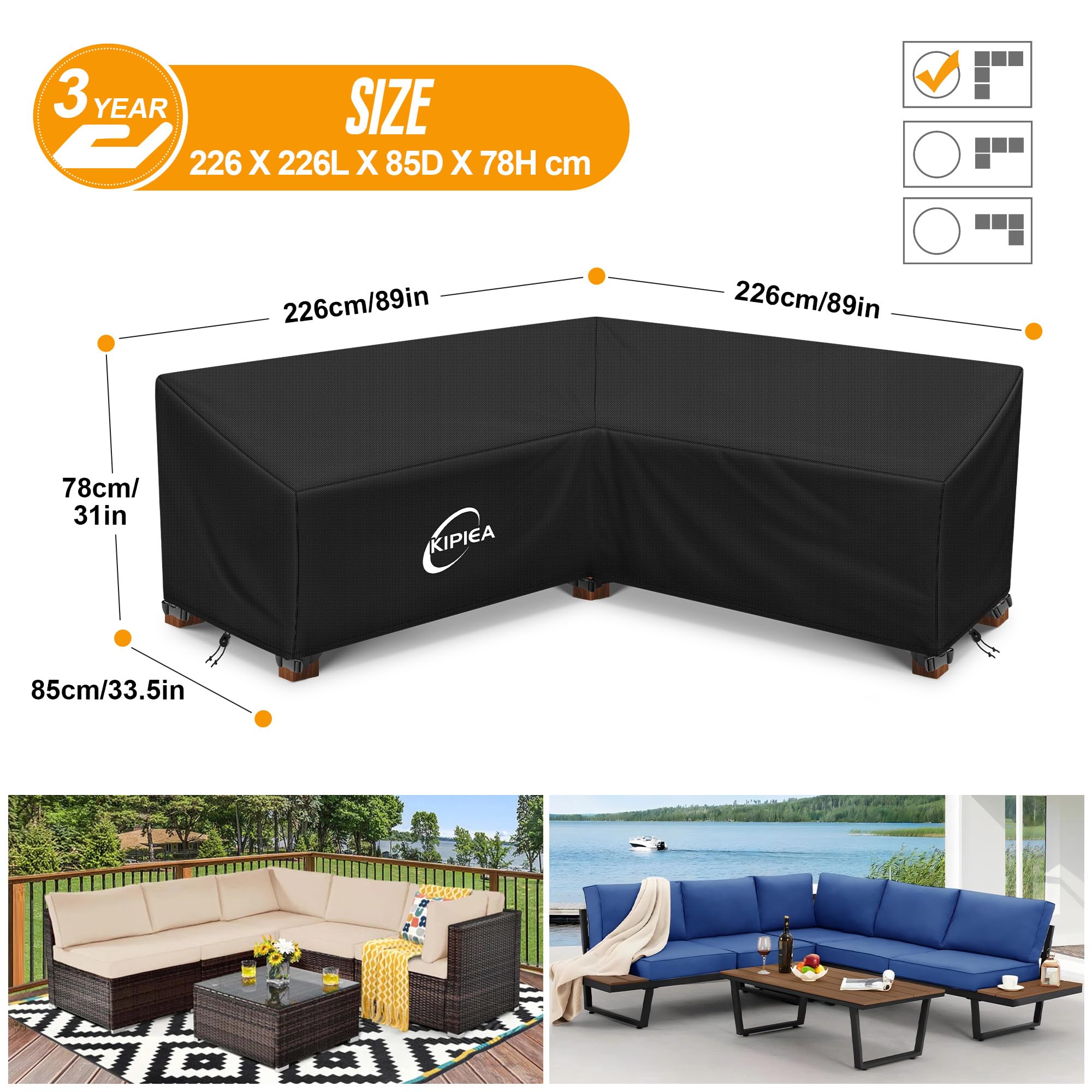 Kipiea V-Shaped Garden Furniture Cover | 420D Waterproof Oxford Fabric