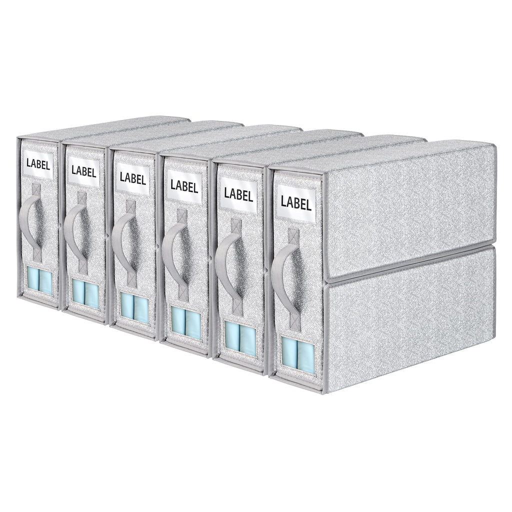 Syeeiex Bed Sheet Organiser - 6 Pack Foldable Linen Storage Boxes, Grey