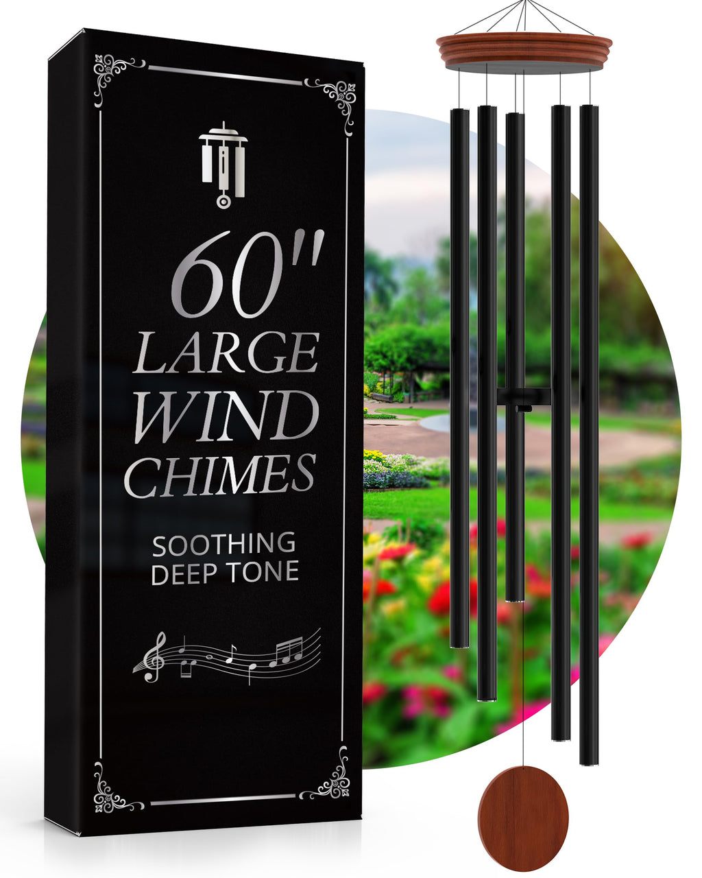 60" Extra Large Wind Chimes - Deep Tone Outdoor Decor