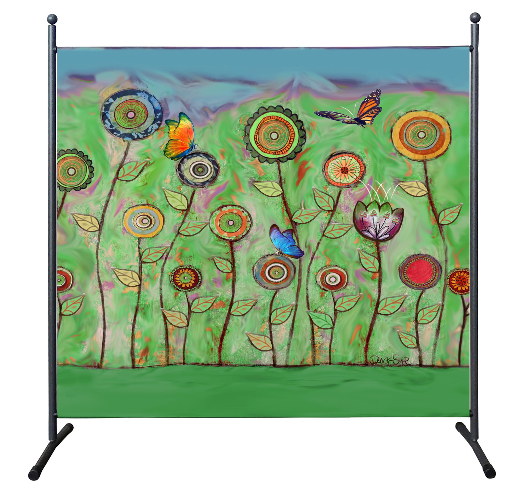 Jolof Store Room Divider – 180x178cm Green Flowers Privacy Screen