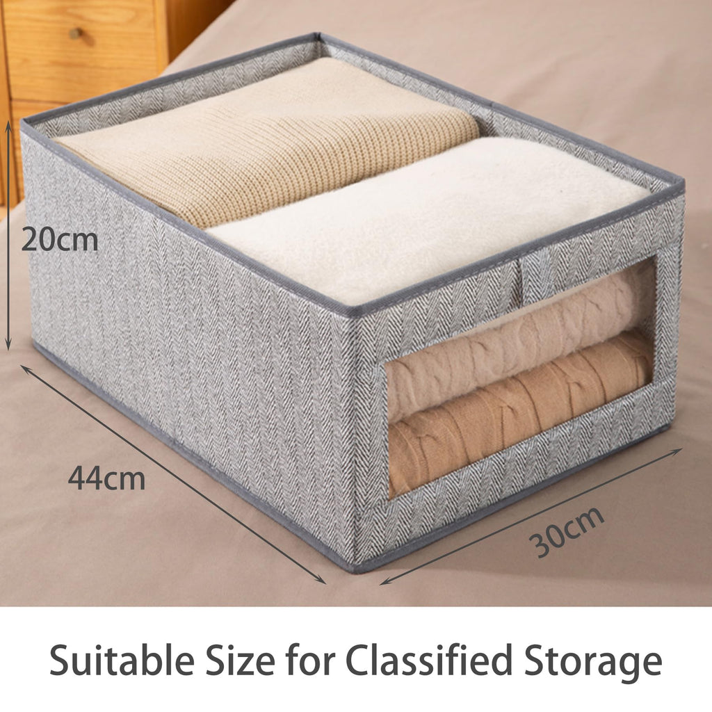 Goesort Set of 3 Clothes Storage Boxes, Wardrobe Storage Organiser Fabric Clothes Organiser - image 3
