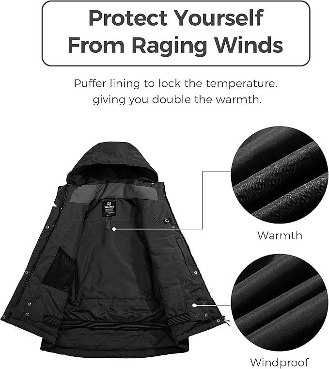 Wantdo Women's Waterproof Ski Jacket | Windproof Snowboard Parka - XL