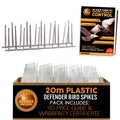 Defender Narrow Plastic Bird Spikes - 20m Pigeon Deterrent Pack
