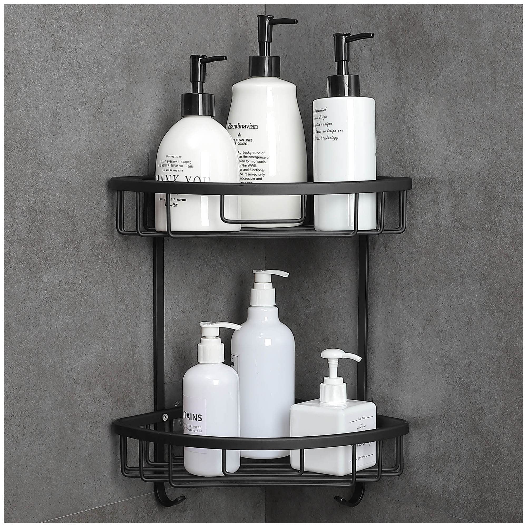 GRICOL 2-Tier Corner Shower Caddy - Matte Black Space Aluminum Shelf