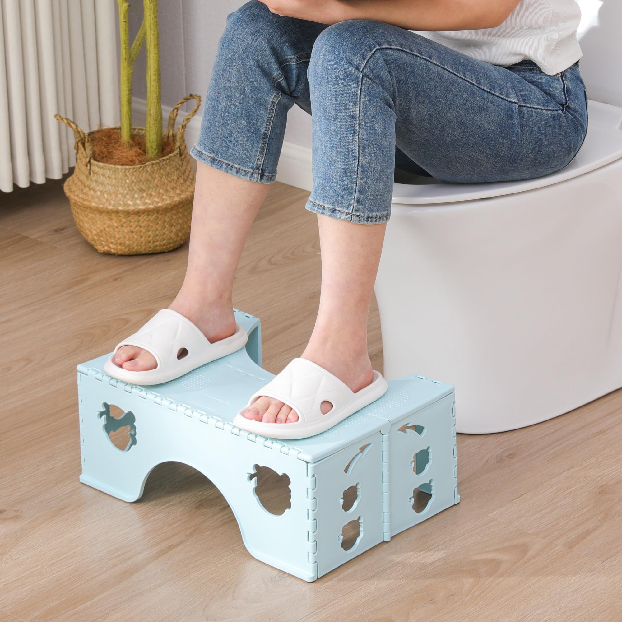 Foldable Toilet Stool – Ergonomic Step Stool for Adults, Blue