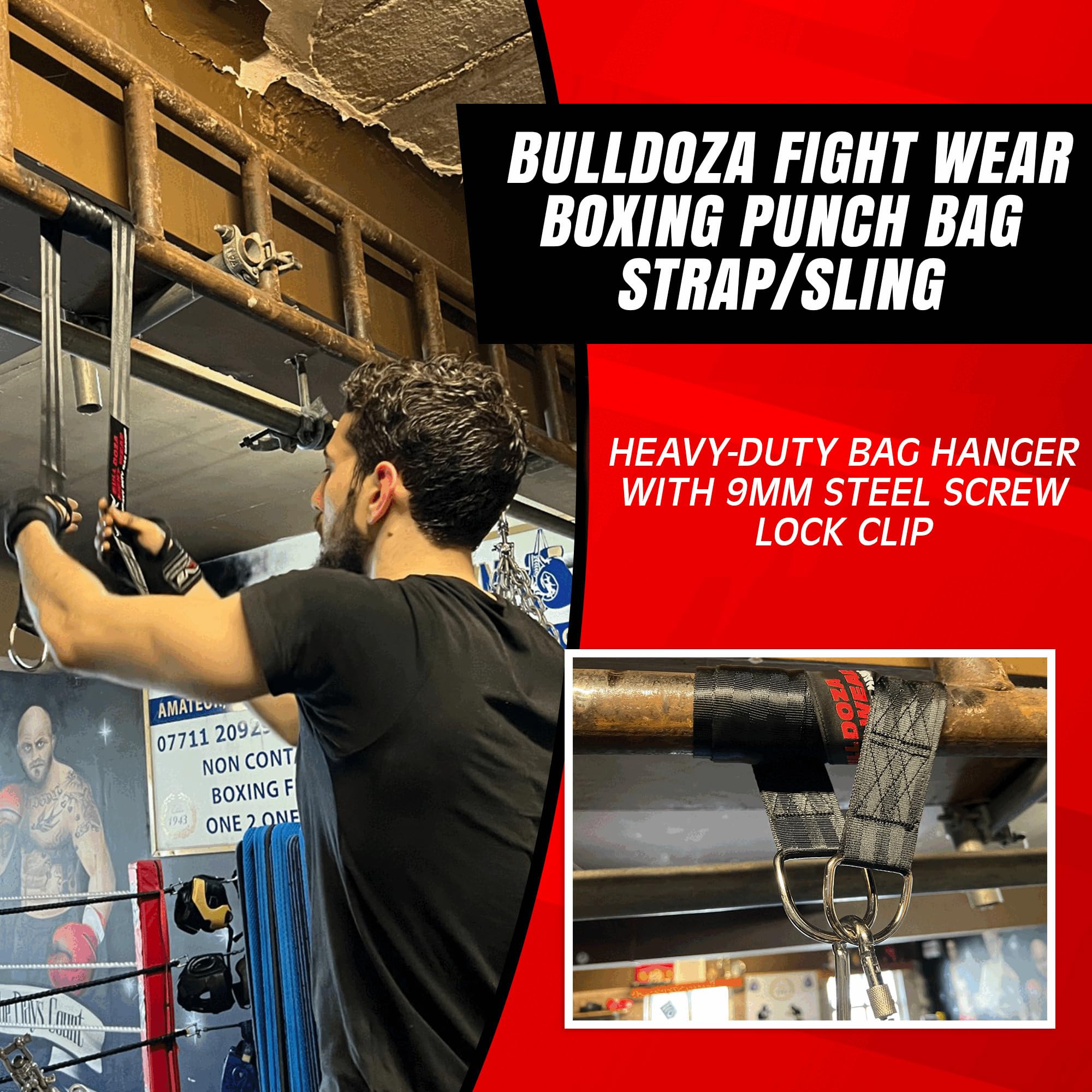 Bull Doza Fight Wear Heavy Duty Boxing Punch Bag Strap Hanger - 500lbs