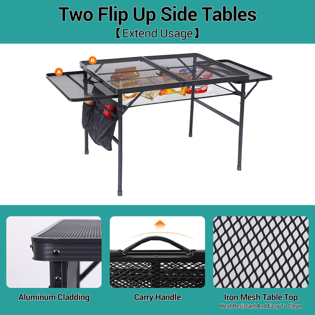 Nice C Folding Grill Table | Adjustable Height Portable Mesh Camping Table
