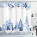 ABAKUHAUS Christmas Shower Curtain – Winter Forest Fabric Decor with Hooks