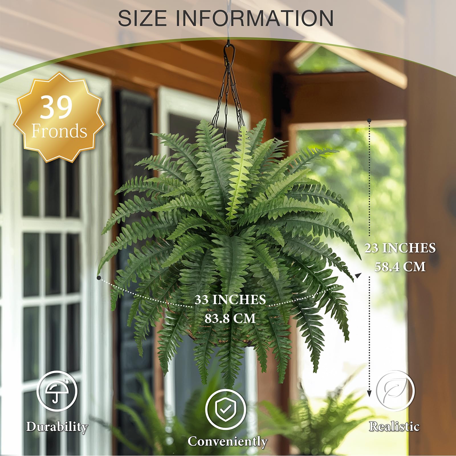 Forest Prince Artificial Boston Ferns - 4 Pack Large 33in Fake Plants