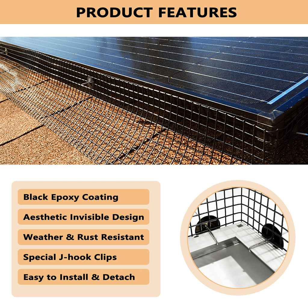PROLEE Solar Panel Bird Guard – 6in x 100ft PVC Coated Wire Mesh Kit