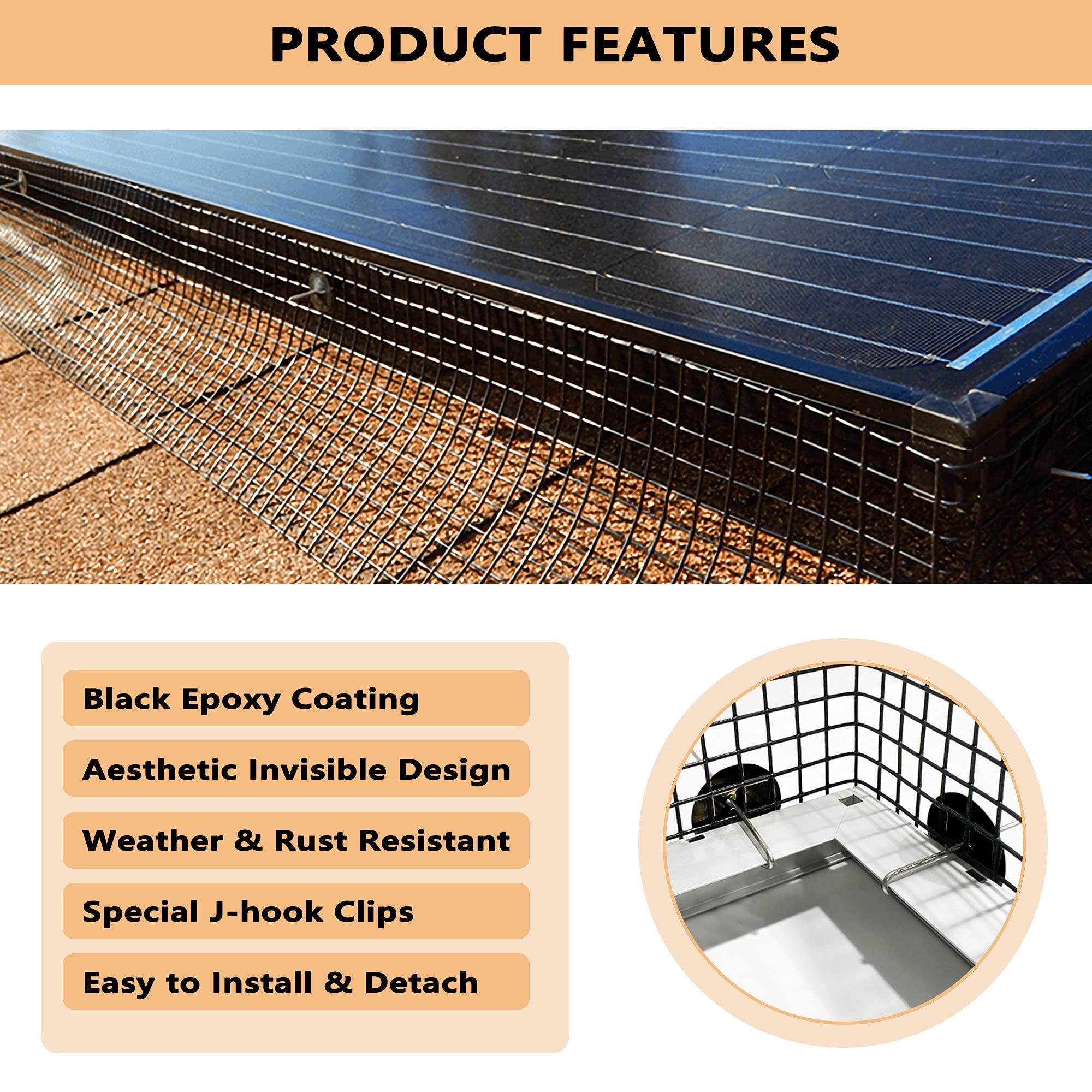 PROLEE Solar Panel Bird Guard – 6in x 100ft PVC Coated Wire Mesh Kit