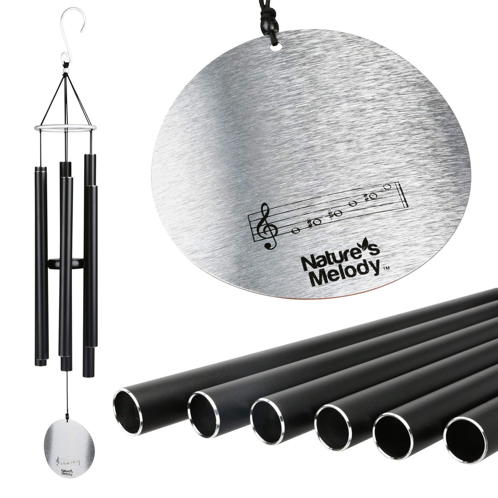 Nature's Melody Aureole Tunes Windchime – 36-Inch Black Recycled Aluminium