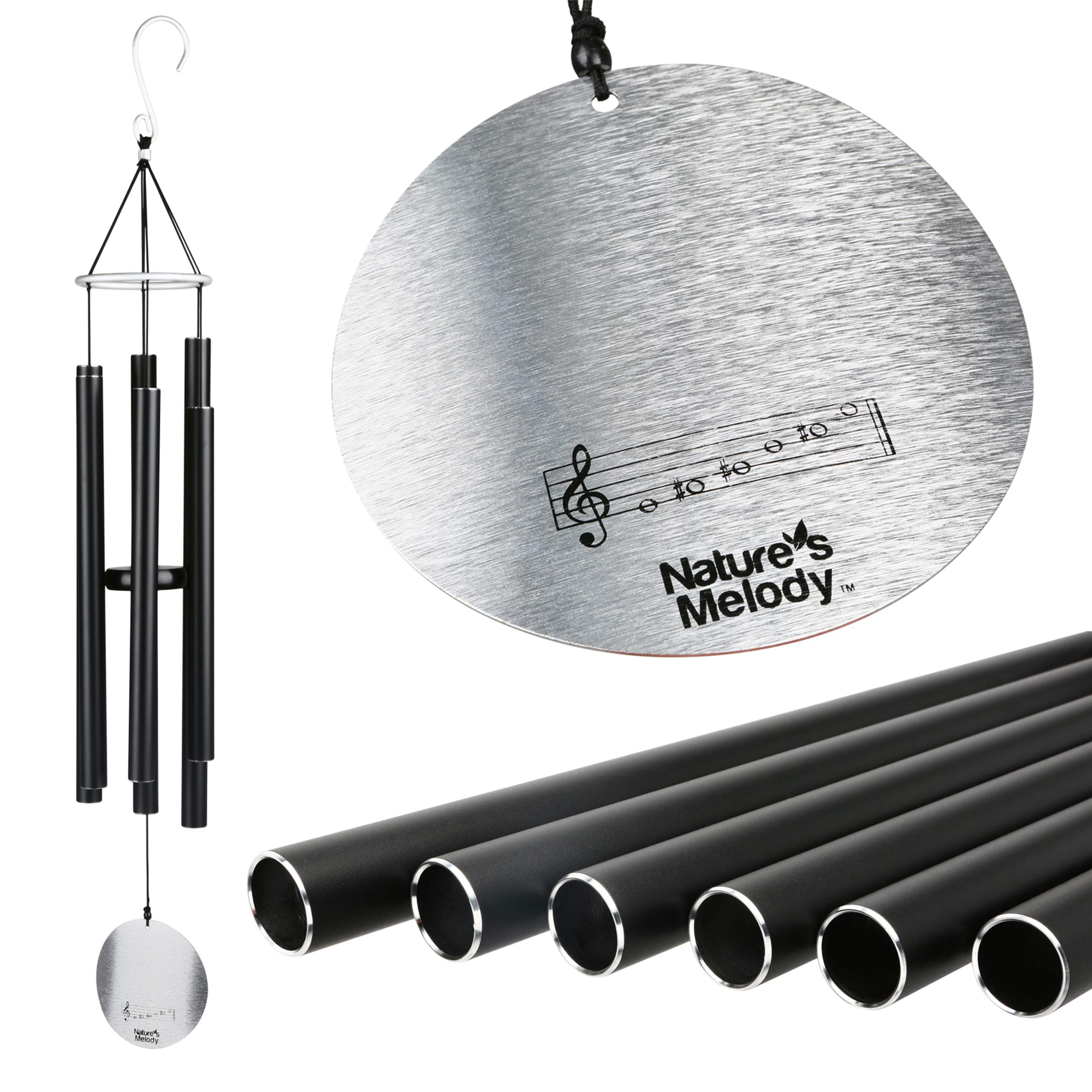 Nature's Melody Aureole Tunes Windchime – 36-Inch Black Recycled Aluminium