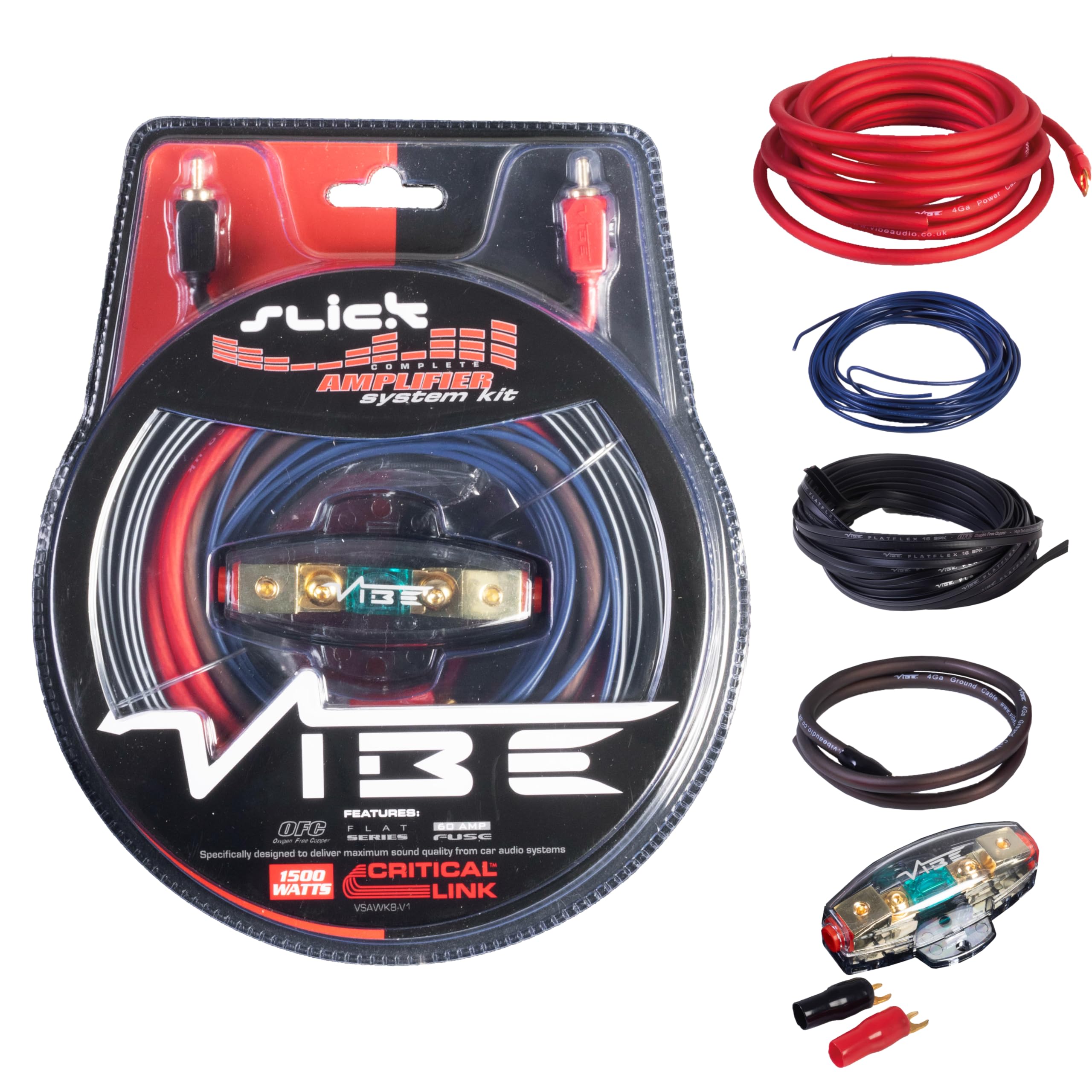 VIBE Audio Slick 1500W Car Wiring Kit | Amplifier Installation System