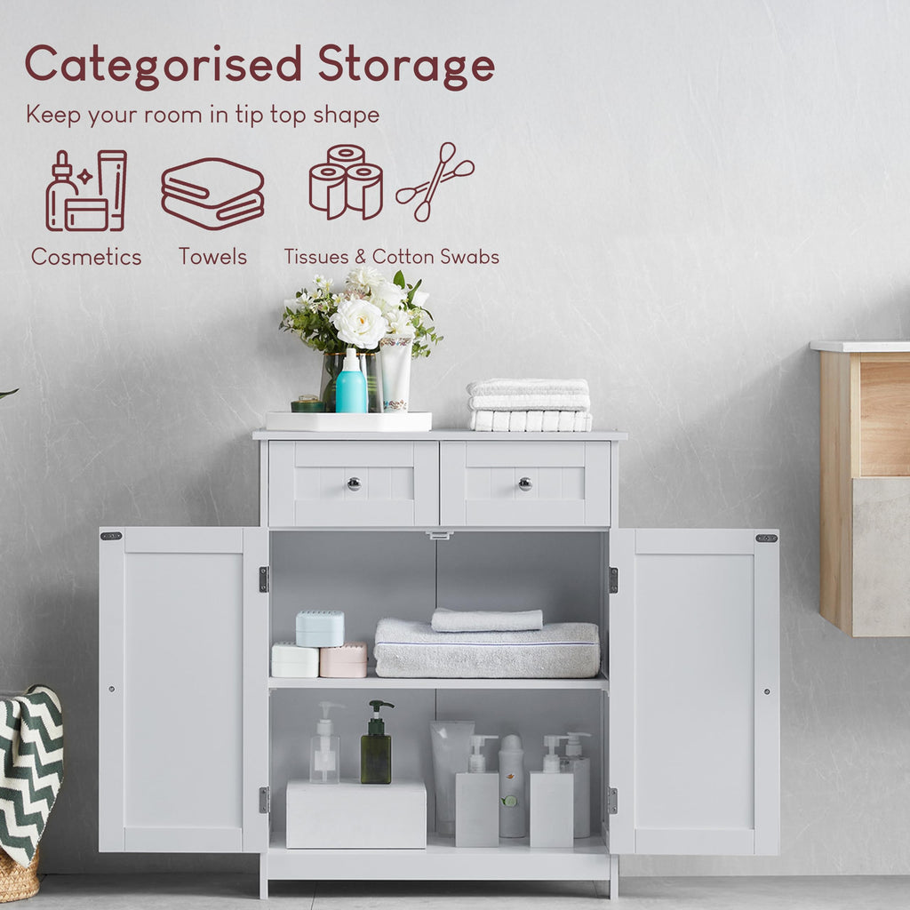 Bath Vida Priano Freestanding 2 Drawer 2 Door Bathroom Floor Cabinet, White - image 4