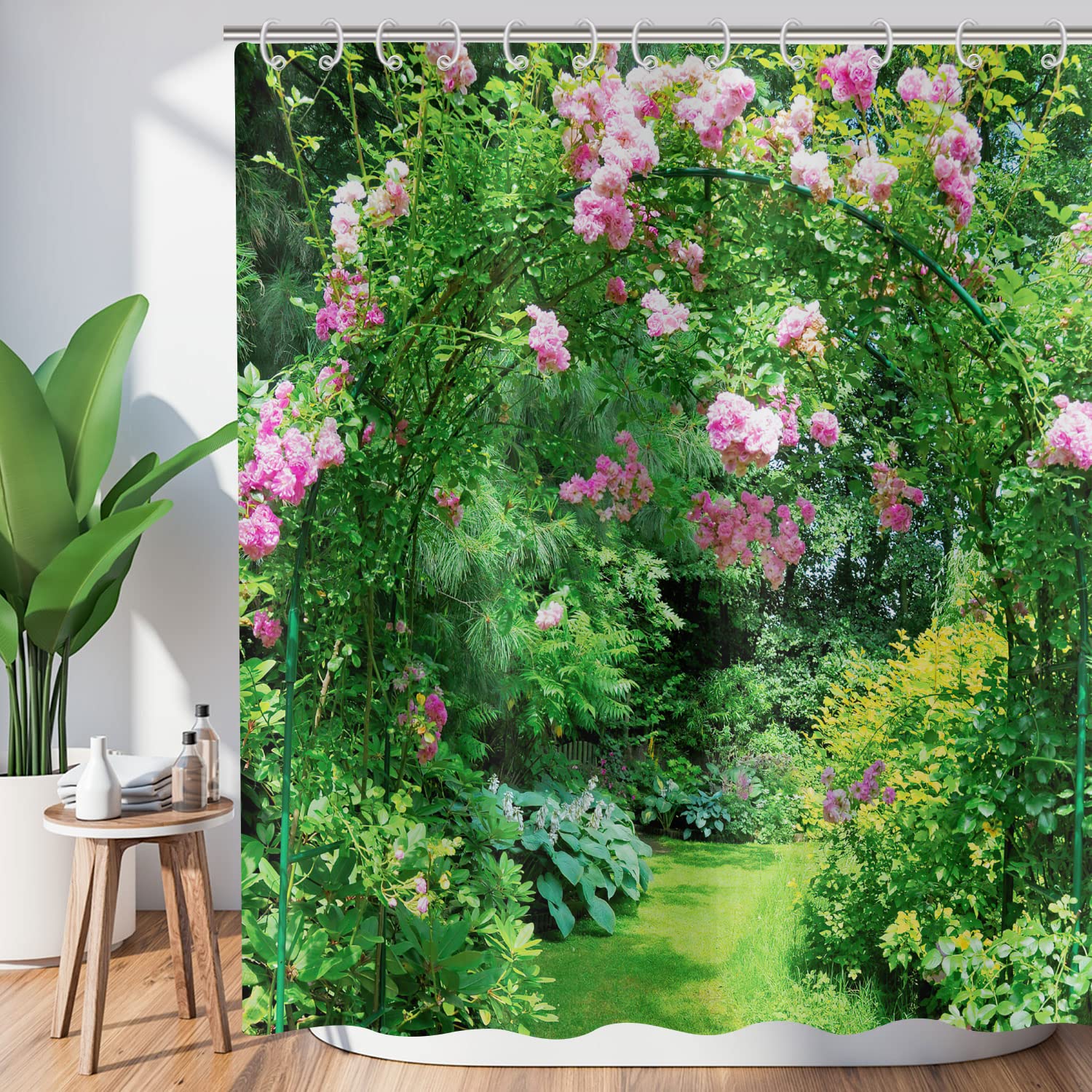 Hnmdmyi 3D Floral Garden Shower Curtain | Waterproof Polyester, 180x200cm