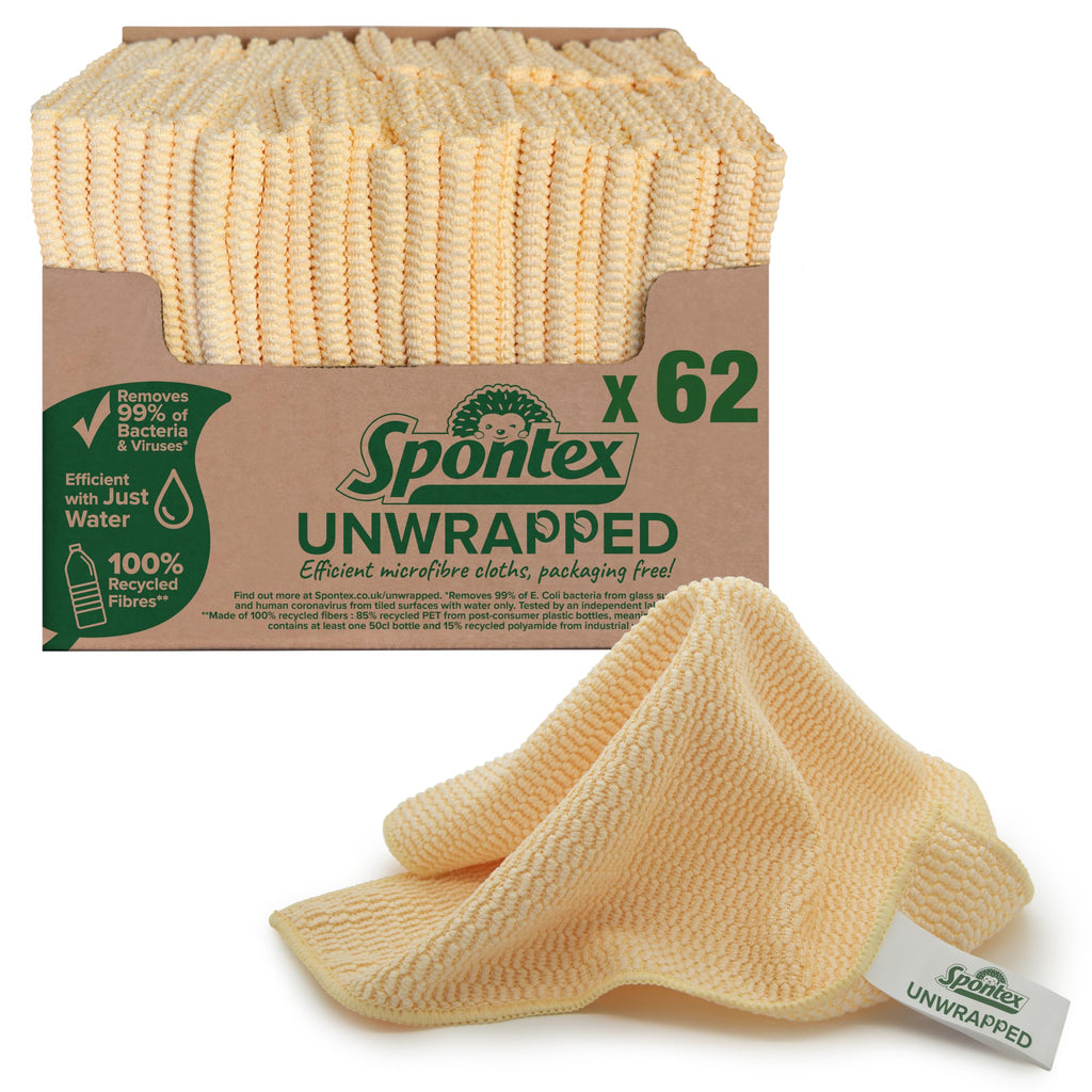 Spontex Unwrapped Microfibre Cloths | 100% Recycled Cleaning Cloths