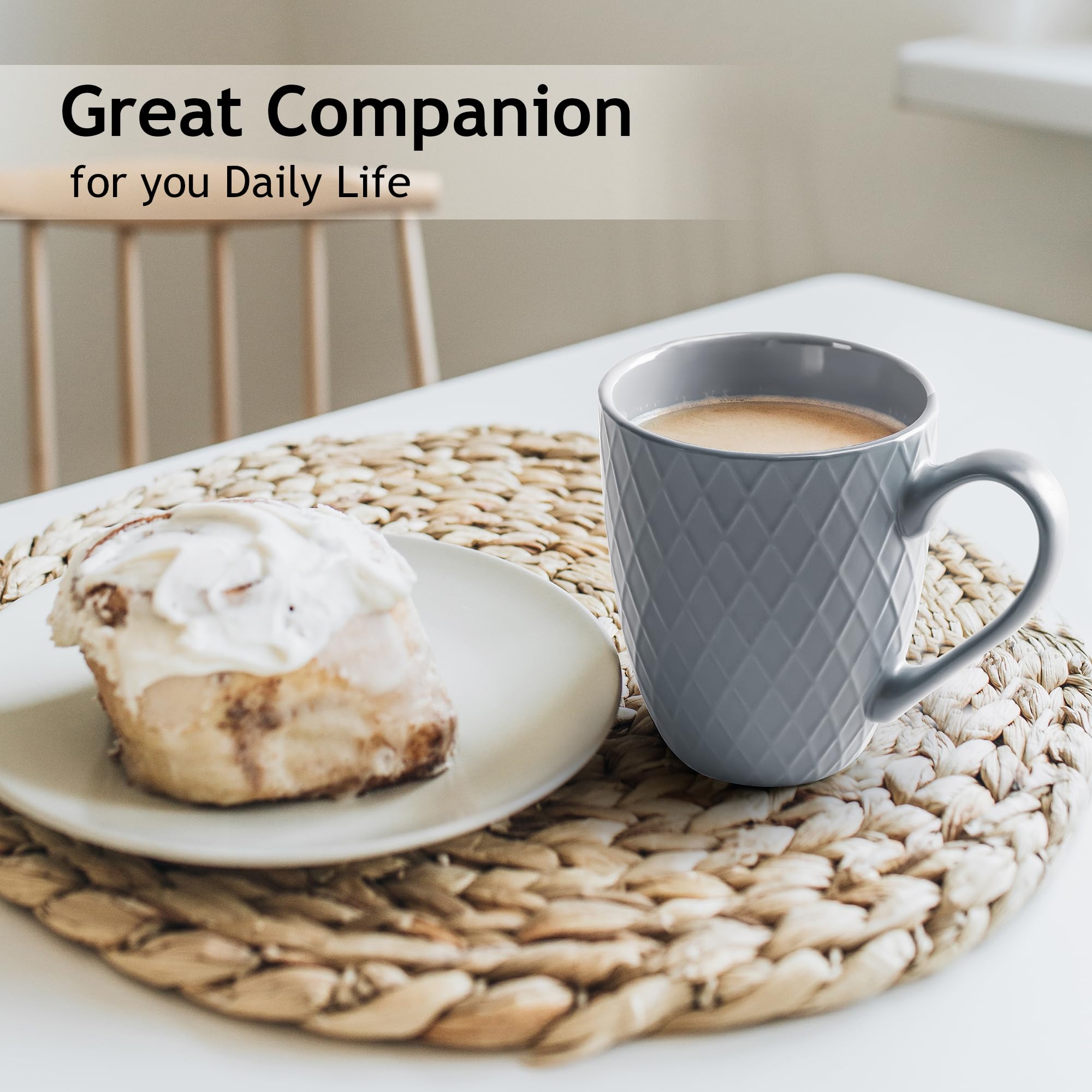 MIAMIO 6-Piece Coffee Mug Set – 400ml Matte Ceramic Stoneware, Blue