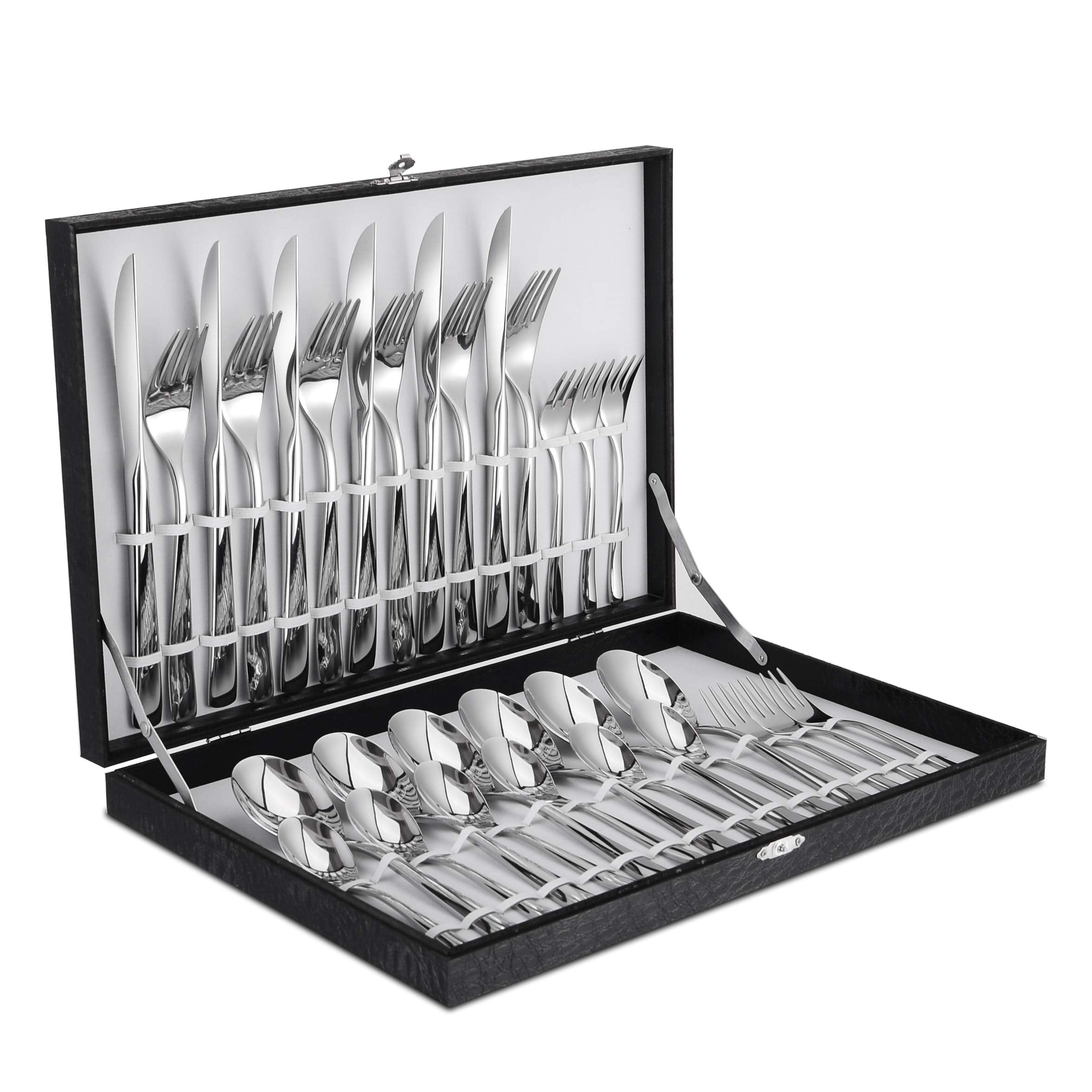 Velaze 30-Piece 18/10 Stainless Steel Cutlery Set for 6 | Mirror Polished