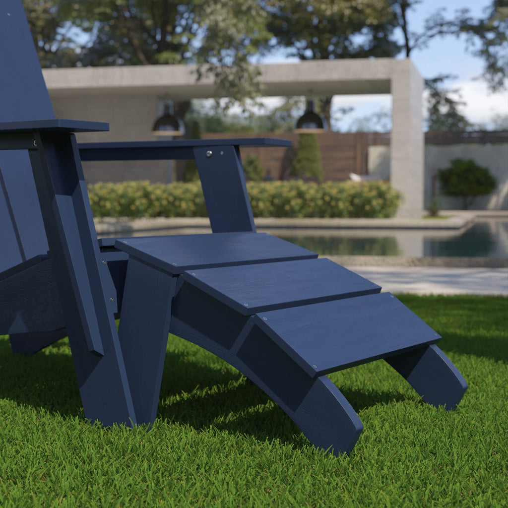 Flash Furniture Sawyer All-Weather Poly Resin Adirondack Ottoman – Navy