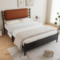 Merax 4ft6 Double Metal Bed with PU Upholstered Headboard – Wrought Iron Frame, 135x190cm, Durable & Sturdy, Comfortable Youth Bed for Teens & Adults - image 1