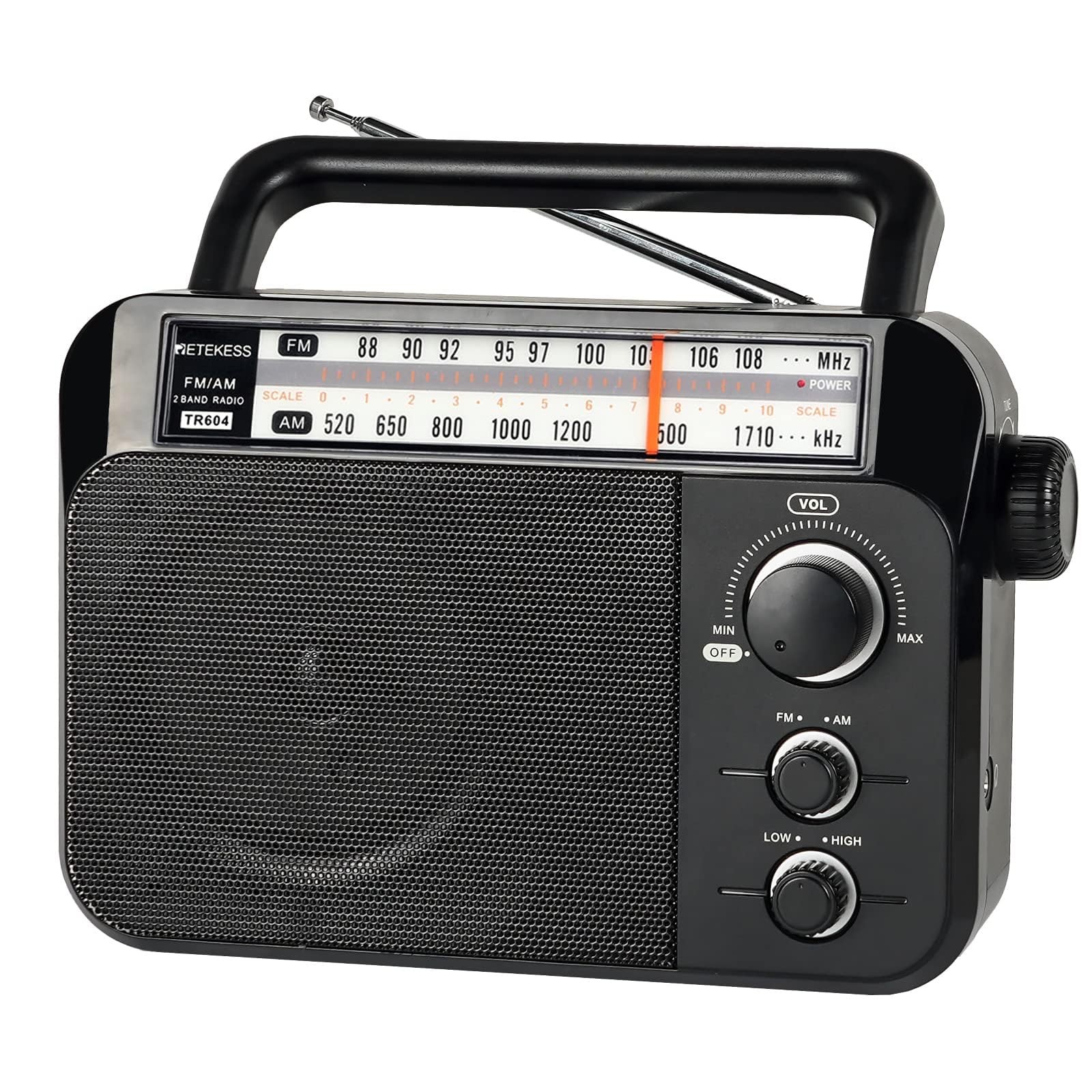 Retekess TR604 Portable AM FM Radio – Large Speaker & Battery Operated