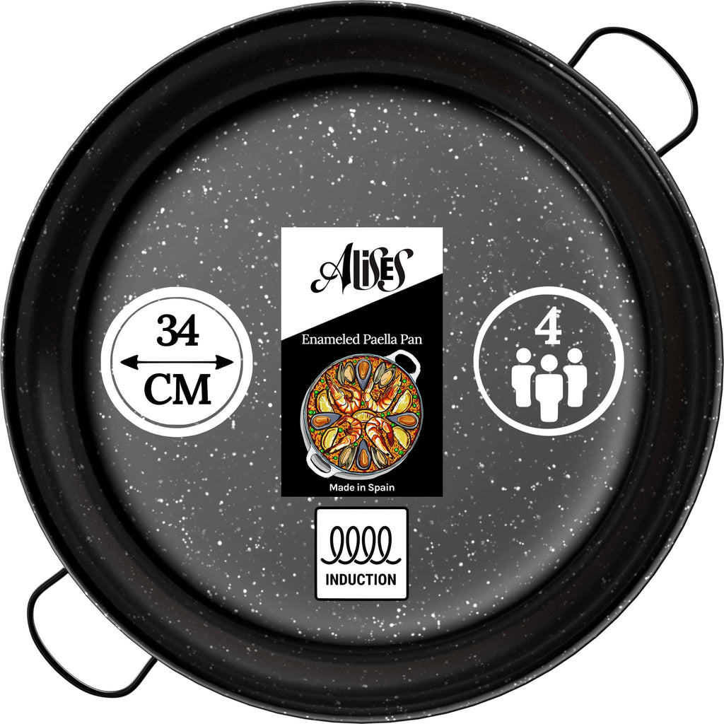 Alises Enamelled Carbon Steel Paella Pan | 34cm Induction Non-Stick