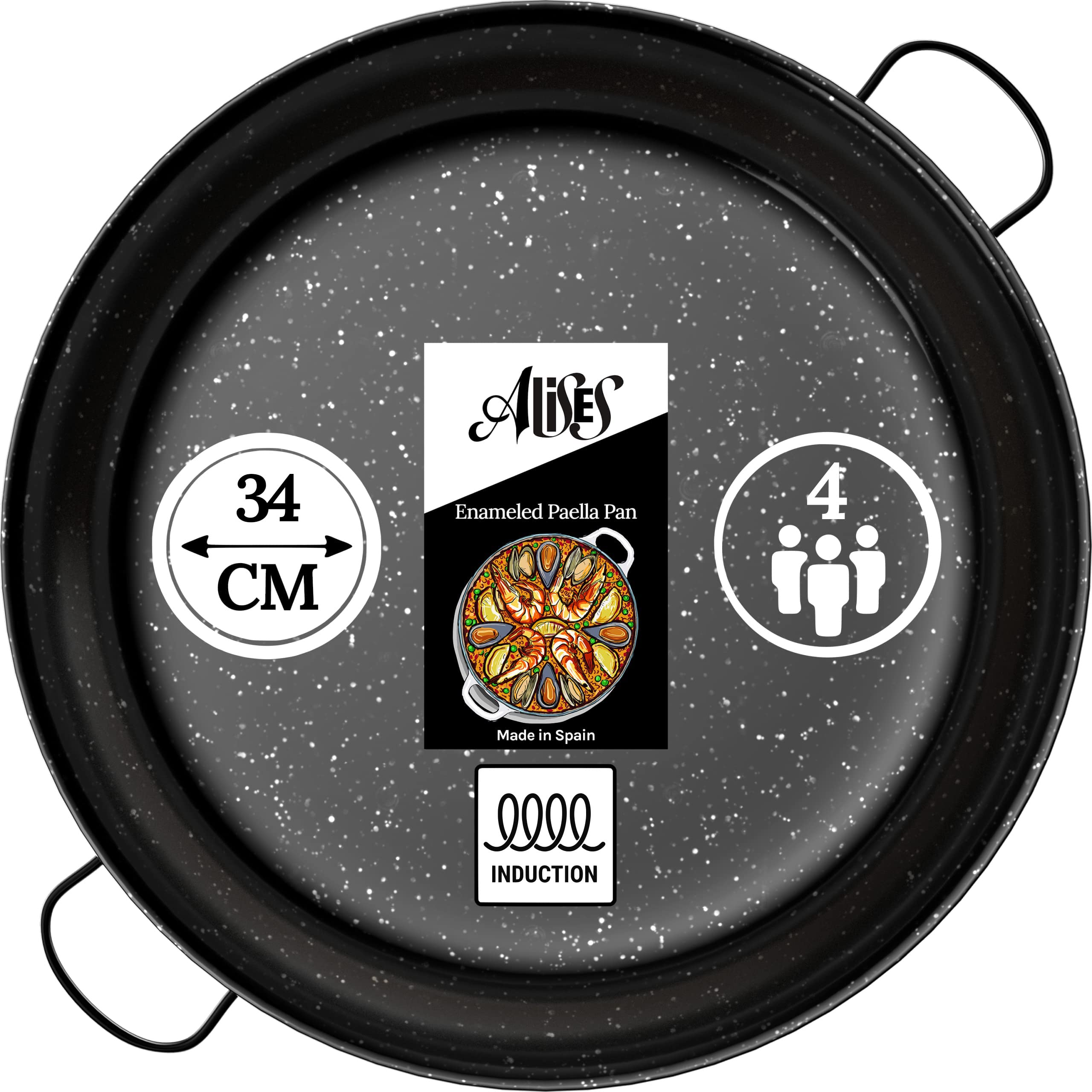 Alises Enamelled Carbon Steel Paella Pan | 34cm Induction Non-Stick
