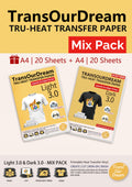 TransOurDream 3.0 Heat Transfer Paper for Dark & Light Fabrics – 40 Sheets